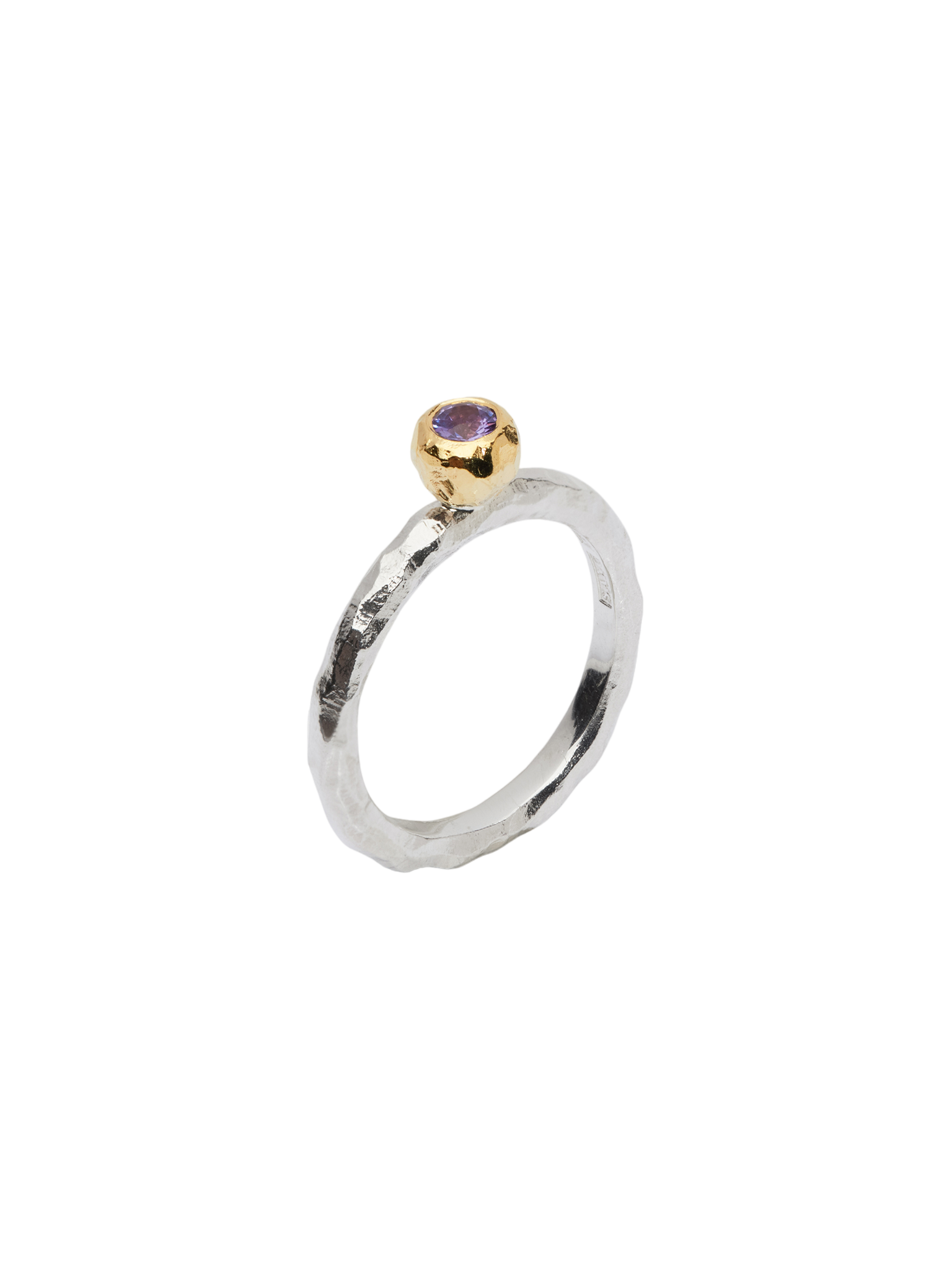 Ringo kula ring in silver and 18k yellow gold with violet sapphire 0.20ct